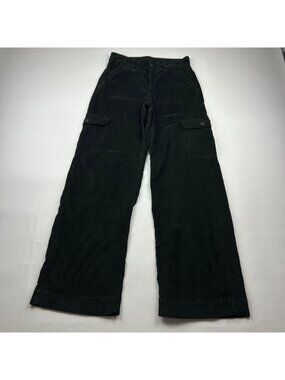 LONG American Eagle Black Corduroy High Rise Baggy Cargo Pants 6L